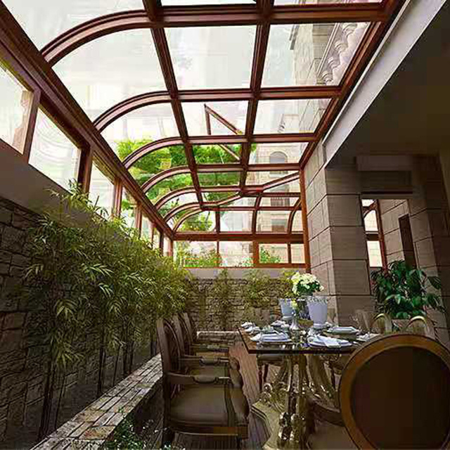 Roofing Aluminum Enclosure Screen Cover Aluminium Orangery Glasshouse Outdoor motorized Glass House for Patio