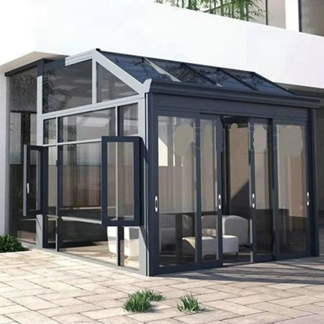 Modern french design small 4 season glass room winter garden house aluminum sunroom with folding door for outdoor backyard