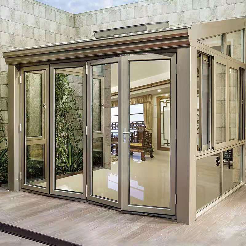 Modern french design small 4 season glass room winter garden house aluminum sunroom with folding door for outdoor backyard