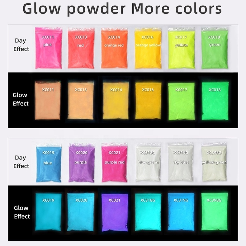 Wholesale Price 12 Colors Luminous Powder Pigment Glow In Dark Powder Phosphorescent Powder