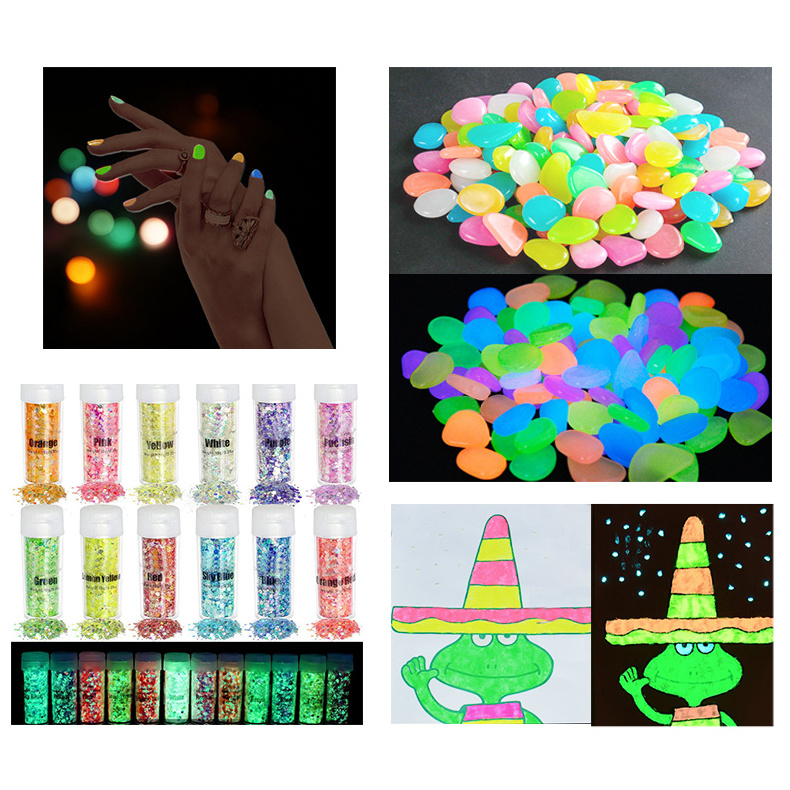 Wholesale Price 12 Colors Luminous Powder Pigment Glow In Dark Powder Phosphorescent Powder