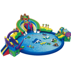 Custom Popular Outdoor Colorful bouncy water slide with pool for kids and adults