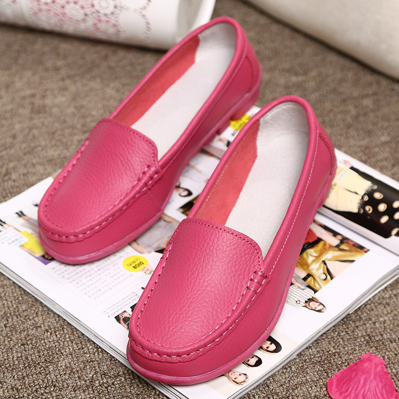 Hot Selling Summer Comfortable Slip On Breathable Loafer Casual White Genuine Leather Females Work Nurses Shoes