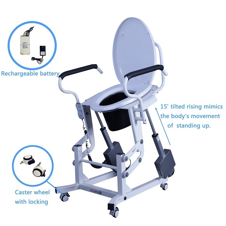 Electric patient toilet movable elderly  toilet chair automatic patient  powered toilet lift