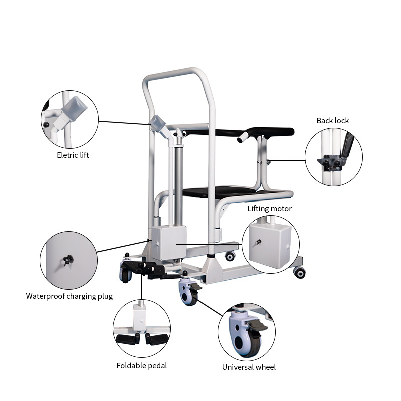 Nursing Transfer Chair Electric Lift Portable wheelchair for Patients and Elderly Commode Chair.