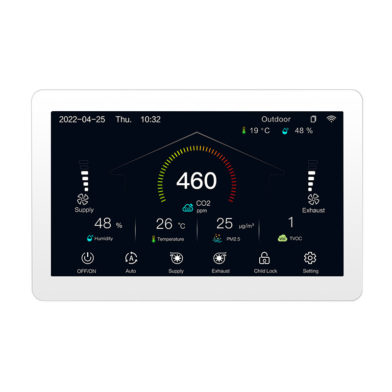 HRV ERV MVHR HVAC System controller suitable for AC EC DC fans 7'' smart home Tuya WIFI RS485 controller