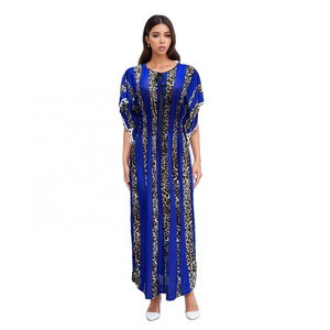 New Style Waistband Stripes Long Middle East Africa Summer Printed Women Dress 2023