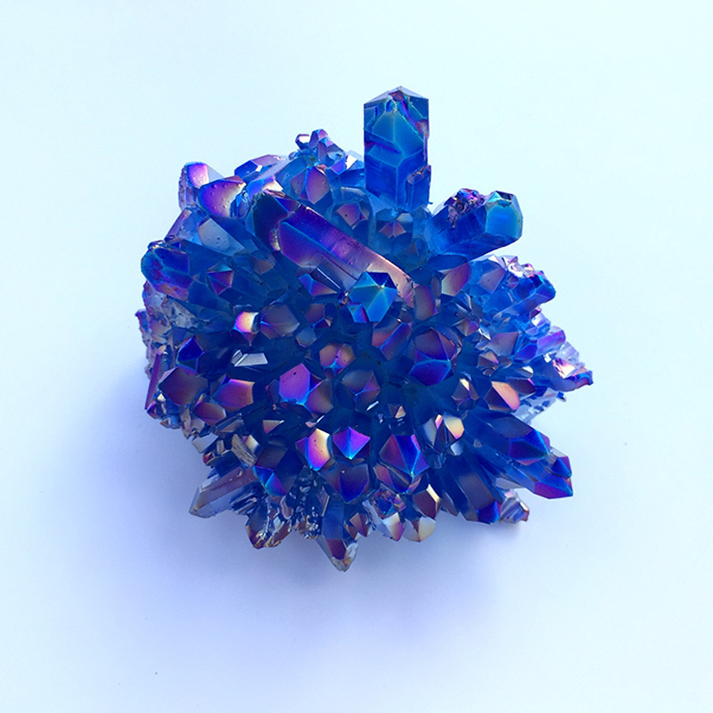 Natural Shining Electroplate Colorful blue Aura Quartz Crystal Cluster Quartz