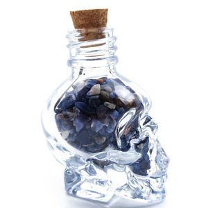 High quality skulls bottle crystal stones gravel decoration craft gift crystal perfume bottle