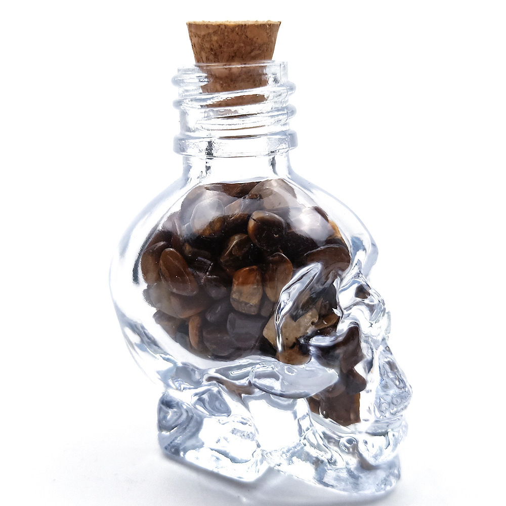 High quality skulls bottle crystal stones gravel decoration craft gift crystal perfume bottle