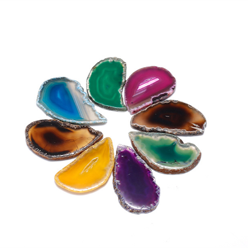 Irregular Sliced Gemstone bar agate coaster drinking cup coaster crystal agate slices