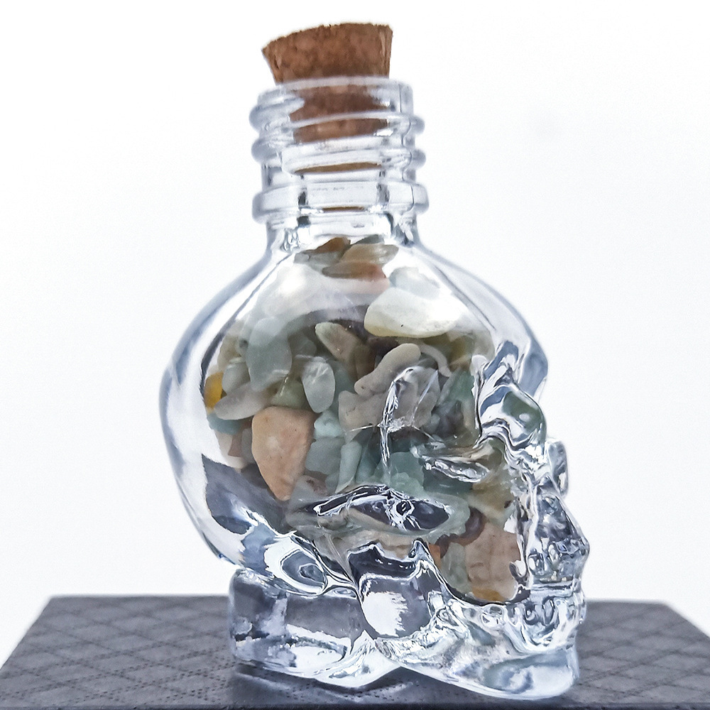 High quality skulls bottle crystal stones gravel decoration craft gift crystal perfume bottle