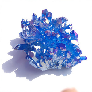 Natural Shining Electroplate Colorful blue Aura Quartz Crystal Cluster Quartz