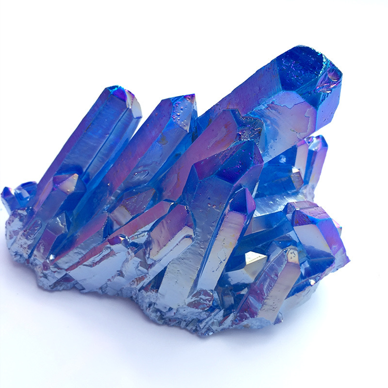 Natural Shining Electroplate Colorful blue Aura Quartz Crystal Cluster Quartz