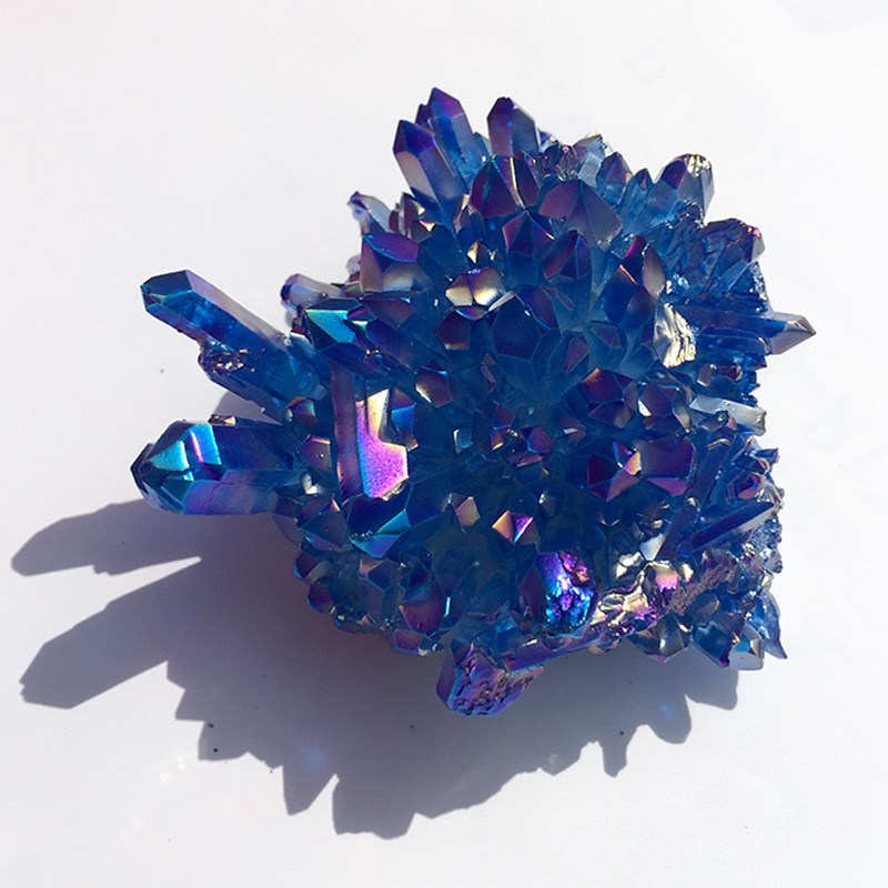 Natural Shining Electroplate Colorful blue Aura Quartz Crystal Cluster Quartz