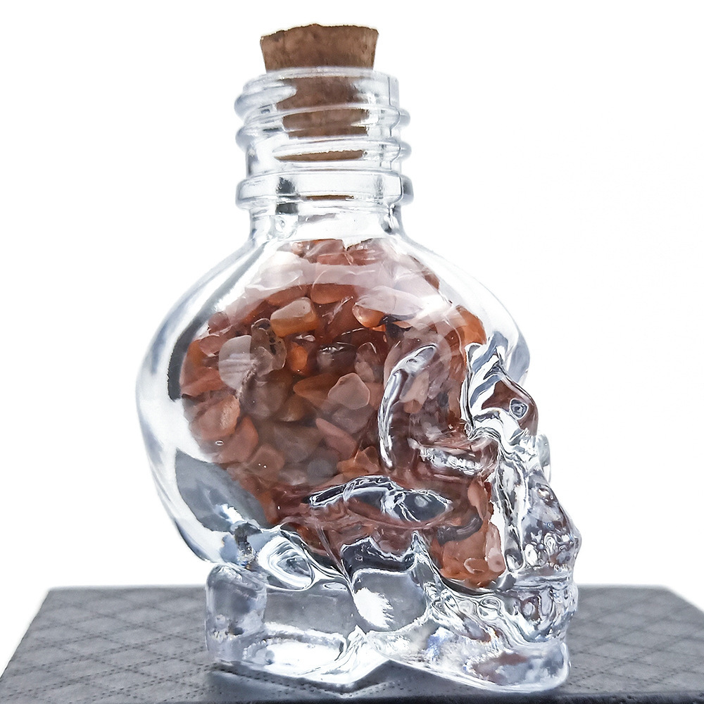 High quality skulls bottle crystal stones gravel decoration craft gift crystal perfume bottle