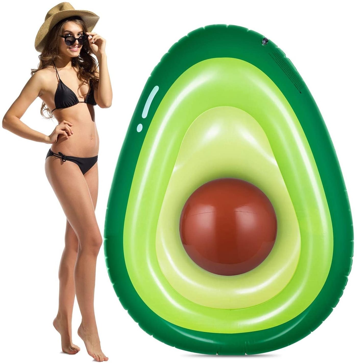 Fun Pool Floats Summer Swimming Pool Raft Lounge Beach Floaty Party Toy Inflatable Avocado Pool Float with Ball