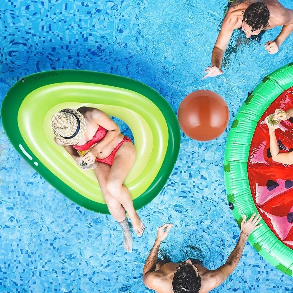 Fun Pool Floats Summer Swimming Pool Raft Lounge Beach Floaty Party Toy Inflatable Avocado Pool Float with Ball