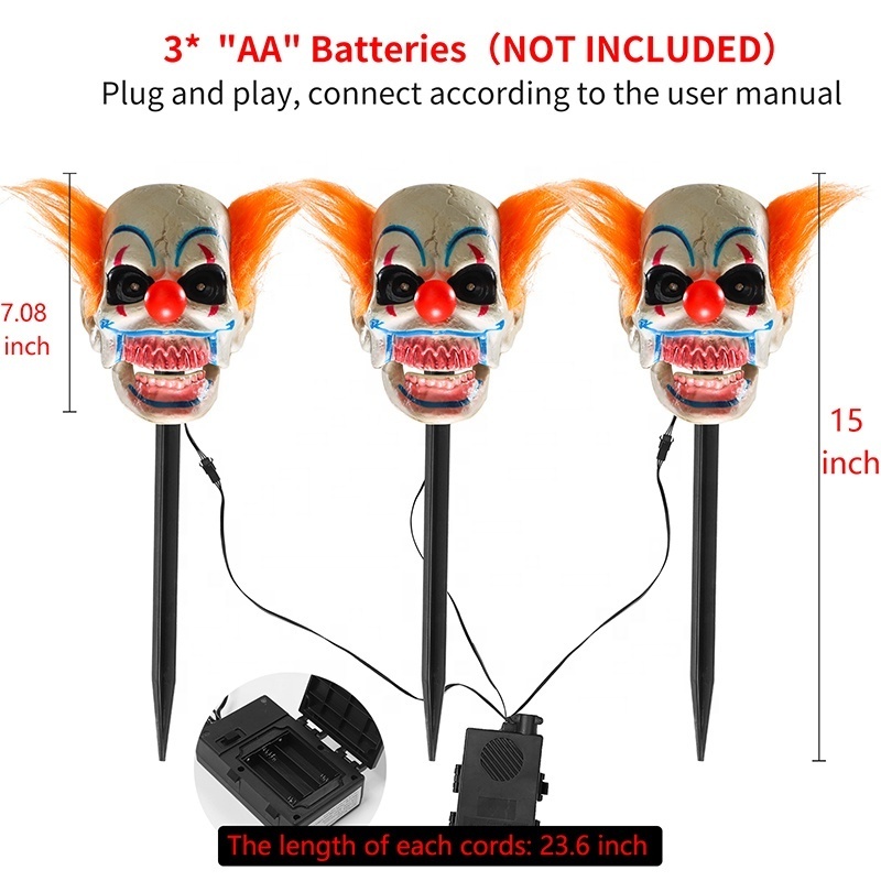 Outdoor Decorations Scary Animated Talking Halloween Clown Pathway Lights For Halloween