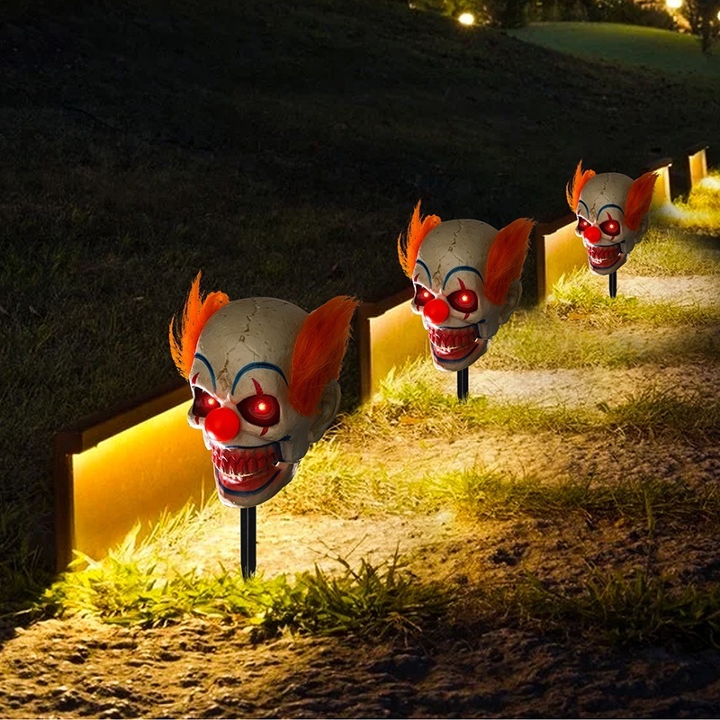 Outdoor Decorations Scary Animated Talking Halloween Clown Pathway Lights For Halloween