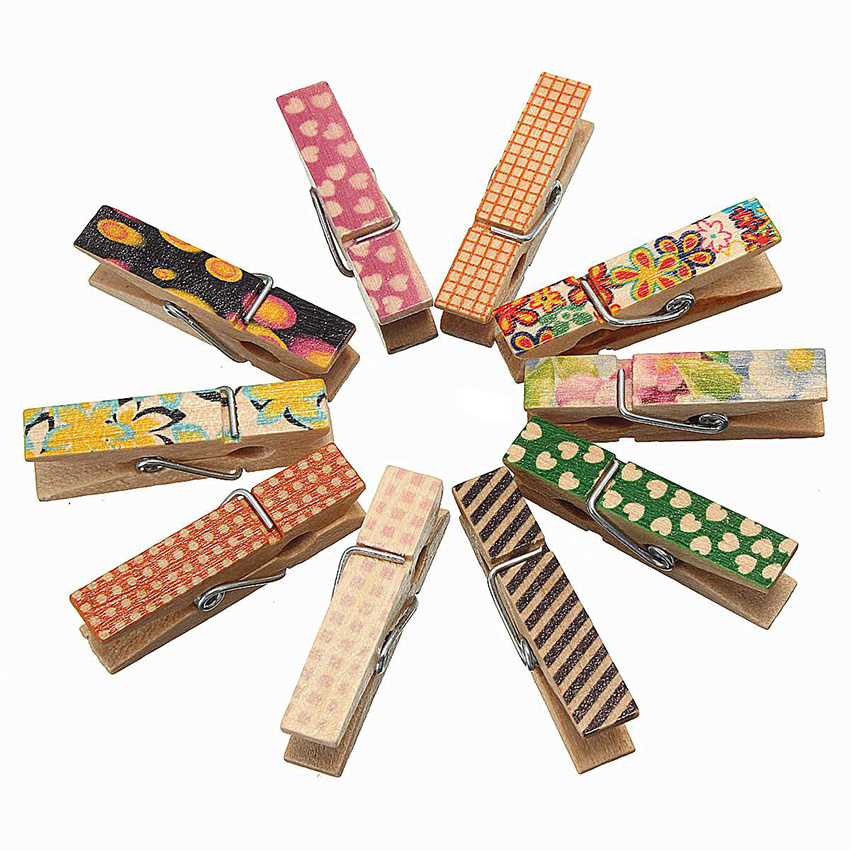 SINO 10Pcs mini owl wooden clothes photo paper peg pin clothespin craft for wedding decoration with rope