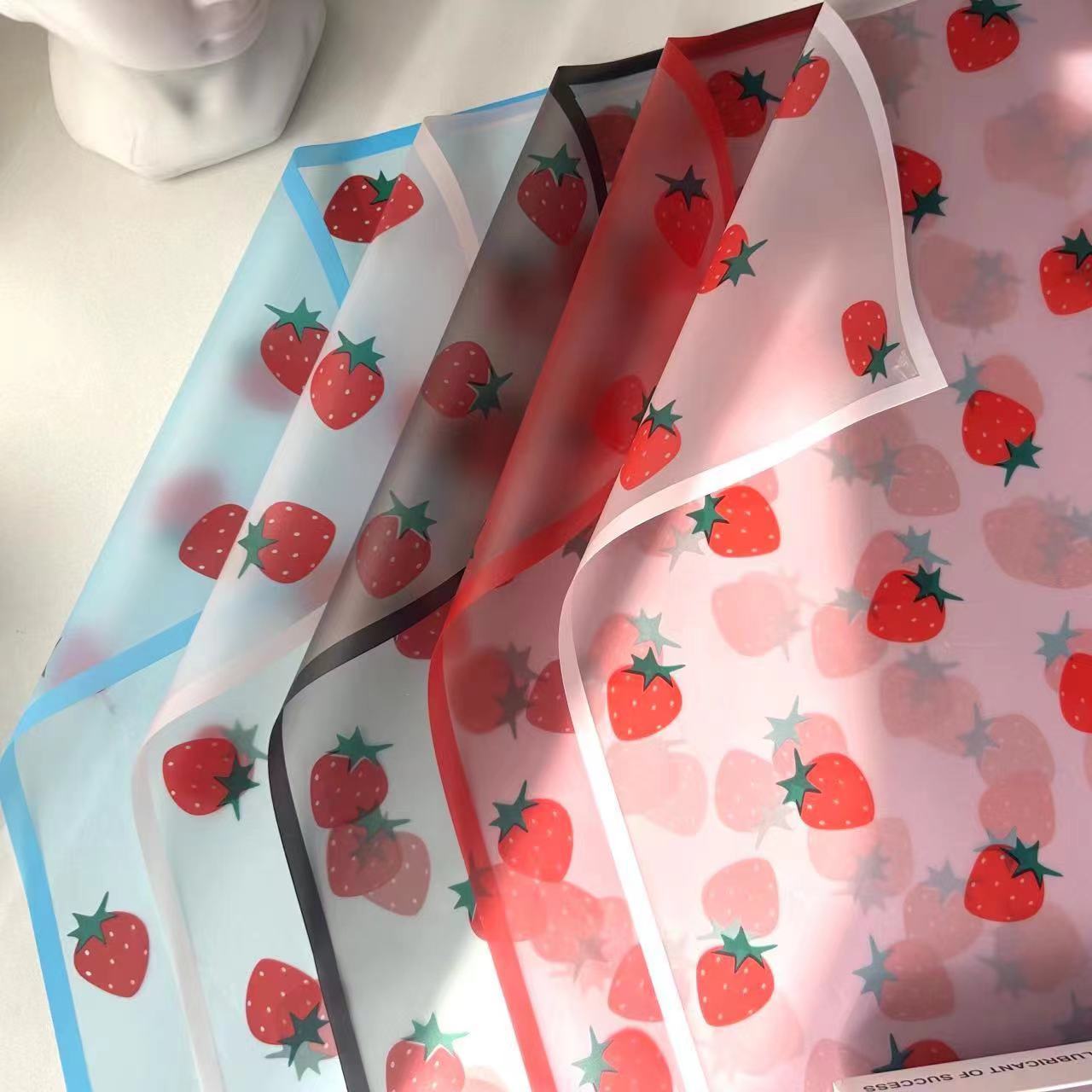 Transparent Grinding Edge spot hot new floral materials custom flower wrapping paper waterproof Strawberry paper for flower