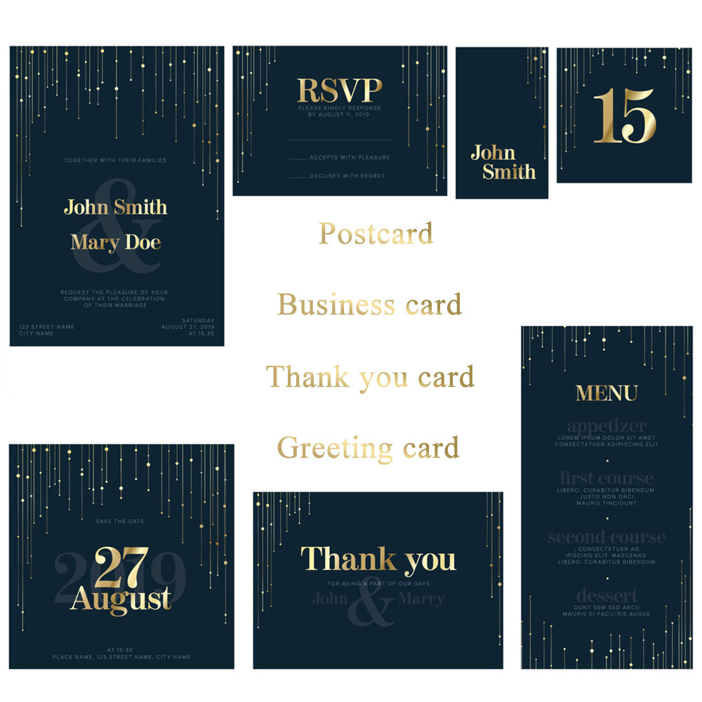 Custom printing logo square design small greeting thank you letterpress display paper gold foil packaging embossed business card