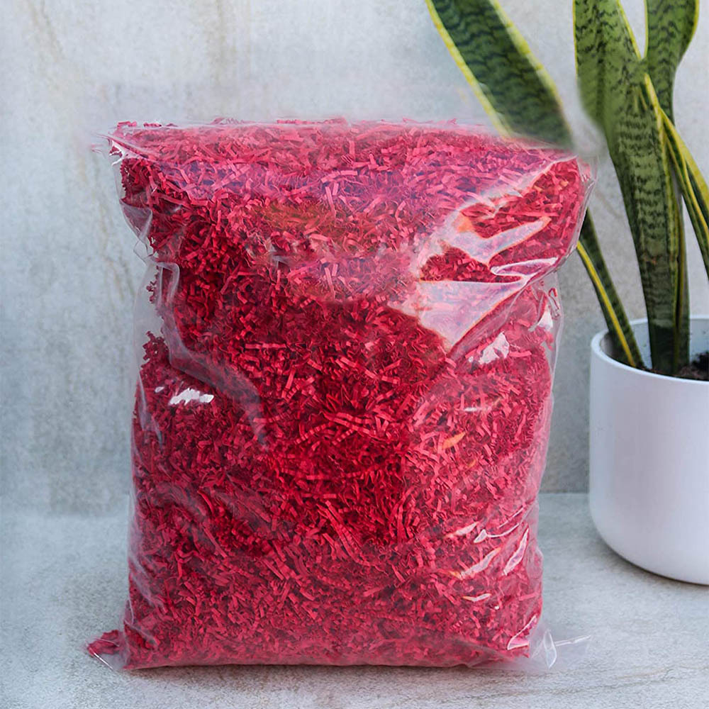 Red Color packing tissue paper shredded stuffing crinkle shredded filler paper shred for cosmetic gift packaging