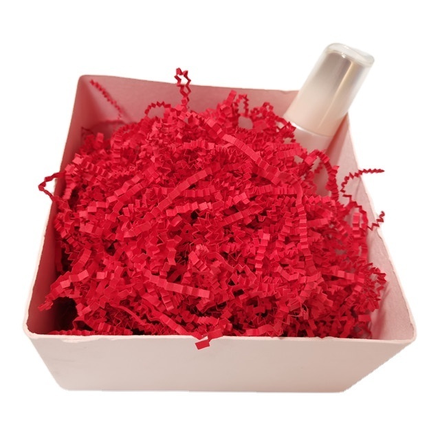 Red Color packing tissue paper shredded stuffing crinkle shredded filler paper shred for cosmetic gift packaging