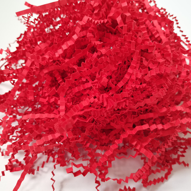 Red Color packing tissue paper shredded stuffing crinkle shredded filler paper shred for cosmetic gift packaging