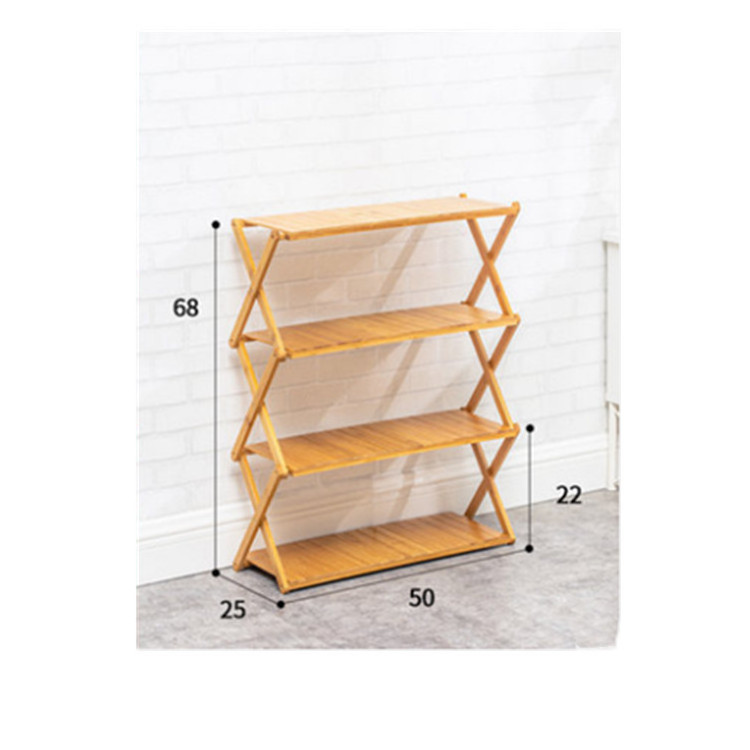 Household Bamboo Folding Shoe Rack 4-Tier  Organizer Portable Bedroom Entryway Hallway Cabinet Wood Storage Shelf