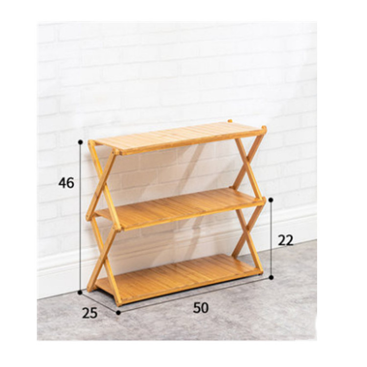 Household Bamboo Folding Shoe Rack 4-Tier  Organizer Portable Bedroom Entryway Hallway Cabinet Wood Storage Shelf