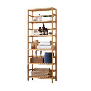 Multipurpose Toilet Rack Shelf Bathroom Rack Storage 6 Tier Bamboo Free Standing Towel Rack For Bathroom