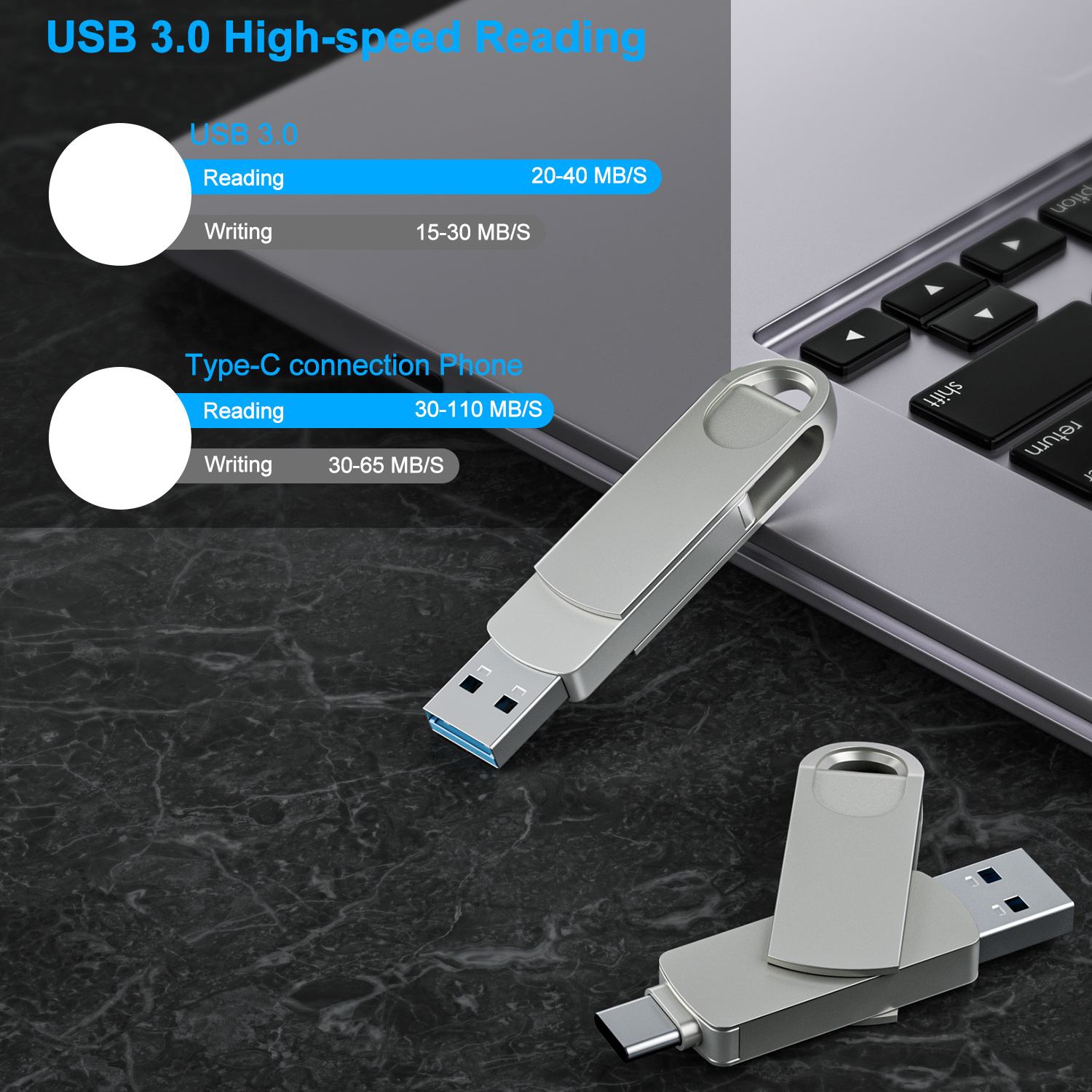 Warren King Original 2 in 1 Usb 3.0 Flash Drive OEM/ODM USB 3.0 Type C 4G 8G 16G 64G 128G Cheap U Disk