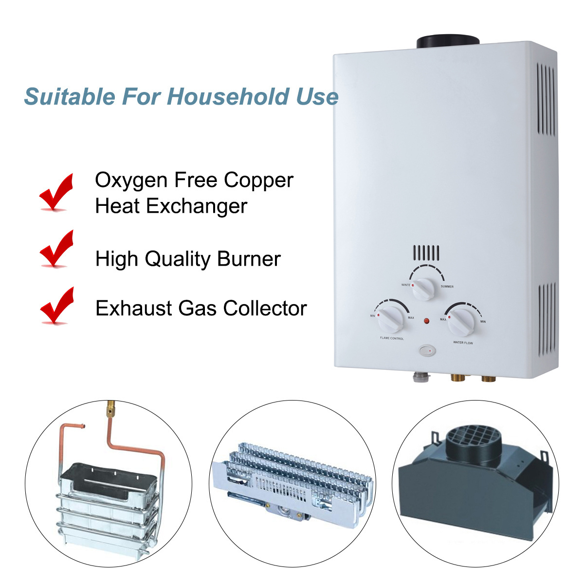 Propane Tankless Water Heater - 4.21 GPM (16L), 68,000 BTU, Digital Display, For Indoor Use (LPG Only)