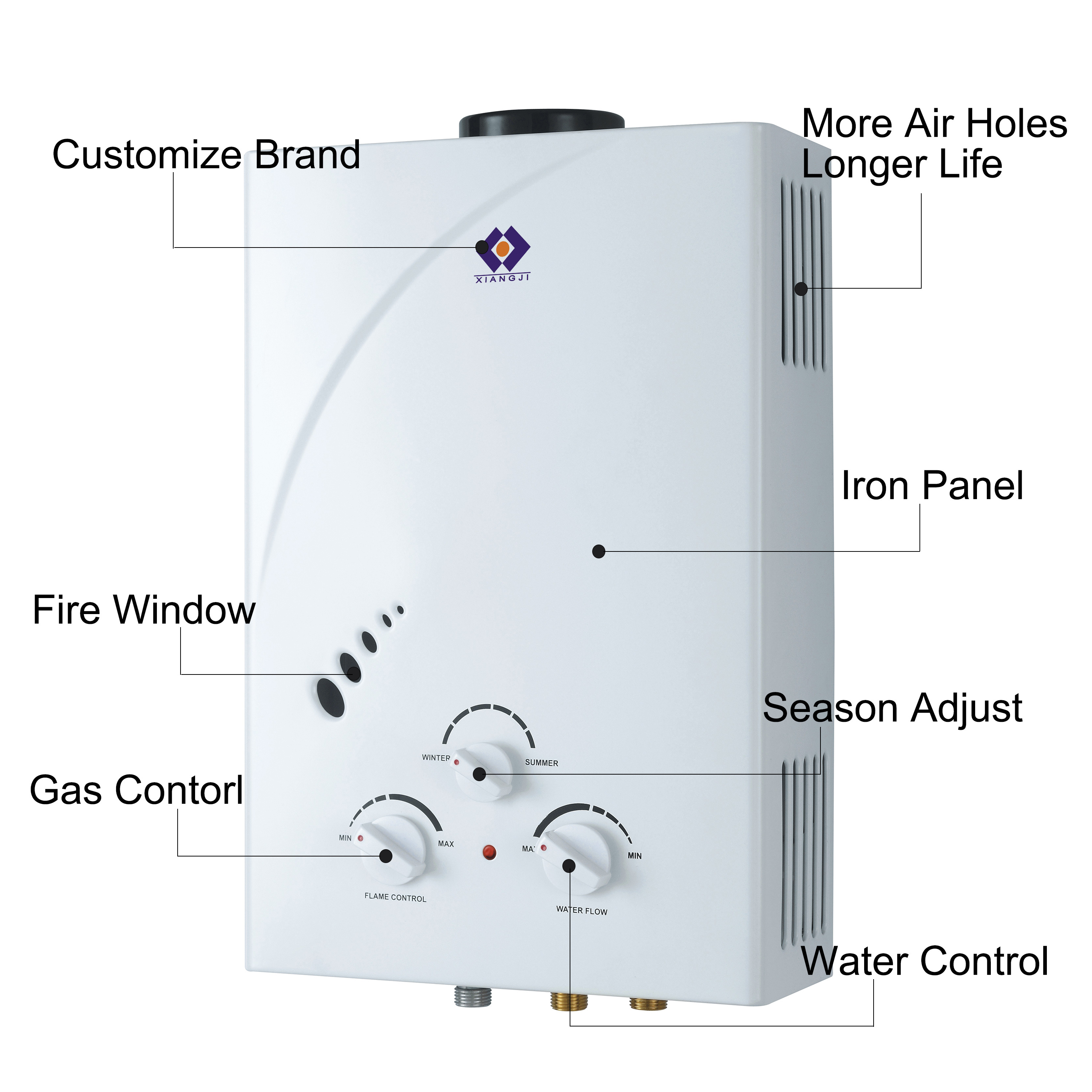 Factory Hot Sales Quick Gas Hot Water Heater Portable Shower LPG Water Heater For Bathroom