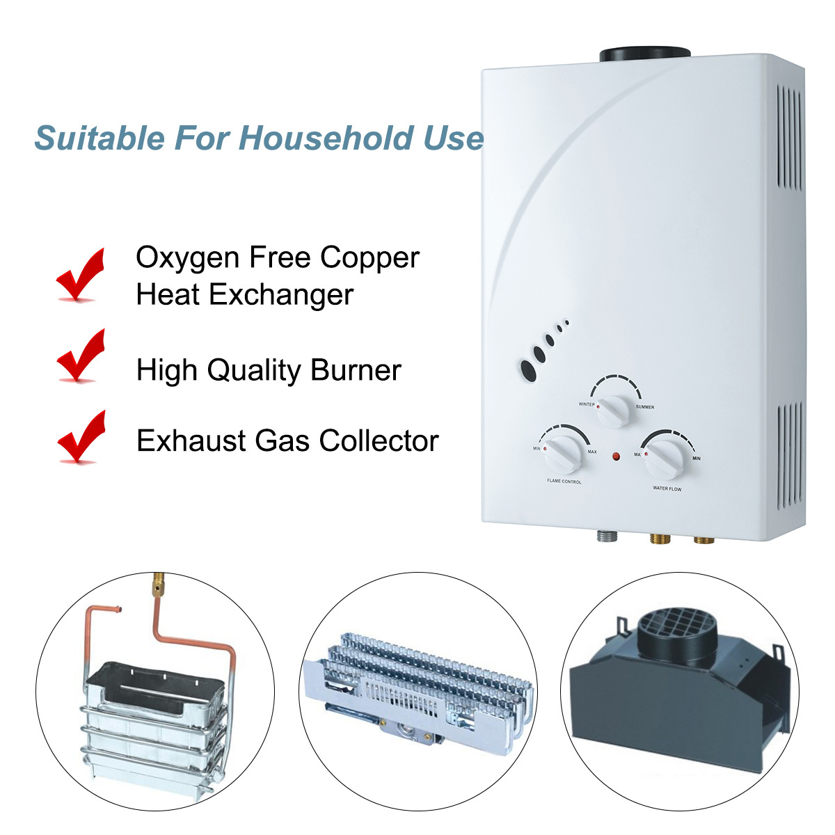 Factory Hot Sales Quick Gas Hot Water Heater Portable Shower LPG Water Heater For Bathroom