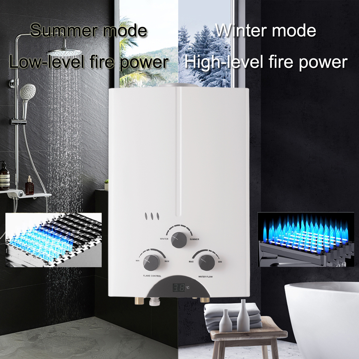 Wholesale Selling Tankless Gaz Geyser For Home 6-10L Natural Boiler High Quality Instant LPG Gas Water Heaters