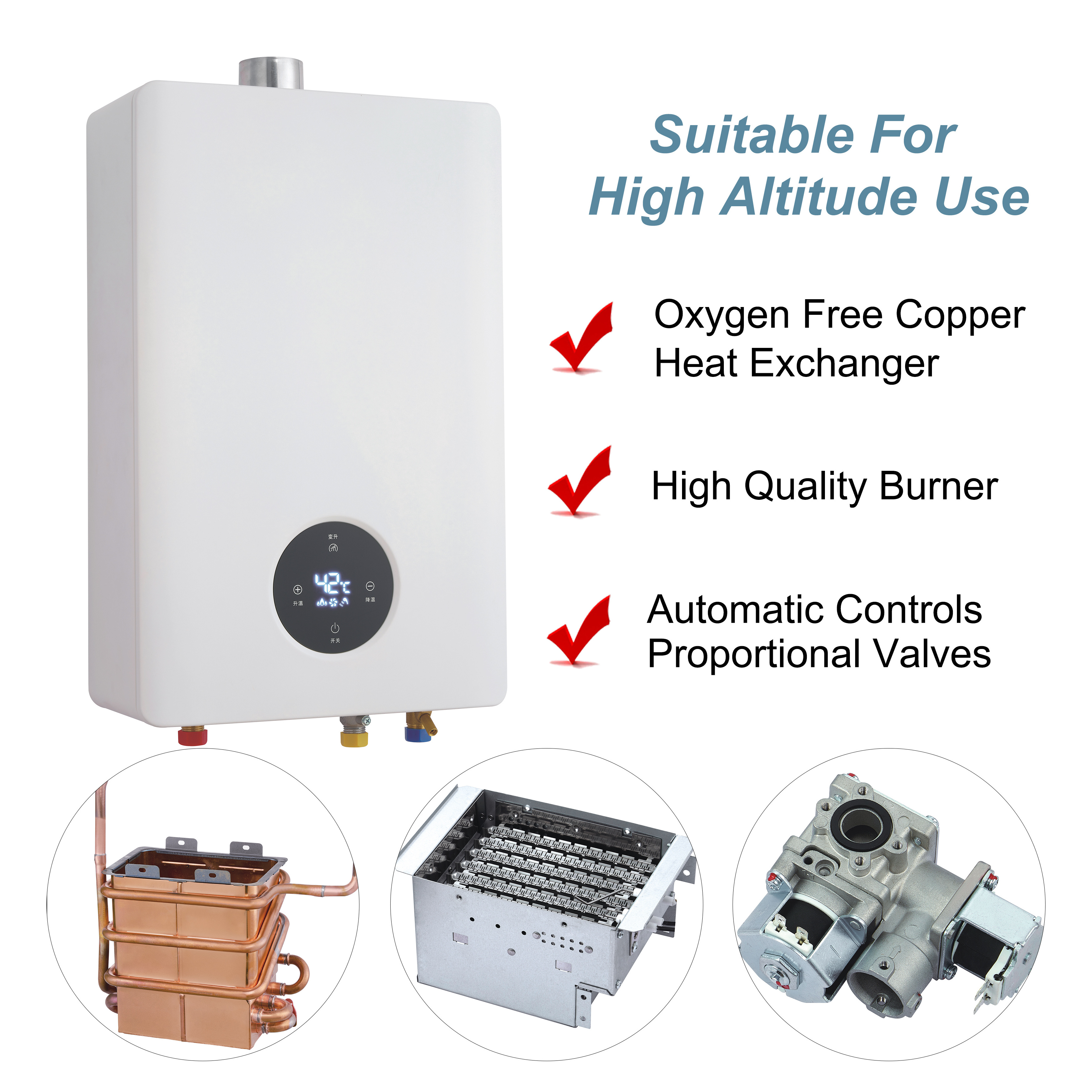 18L Tankless Gas Water Heater 34 KW Instant Propane Butane Water Heater Low Starting Water Pressure For Home