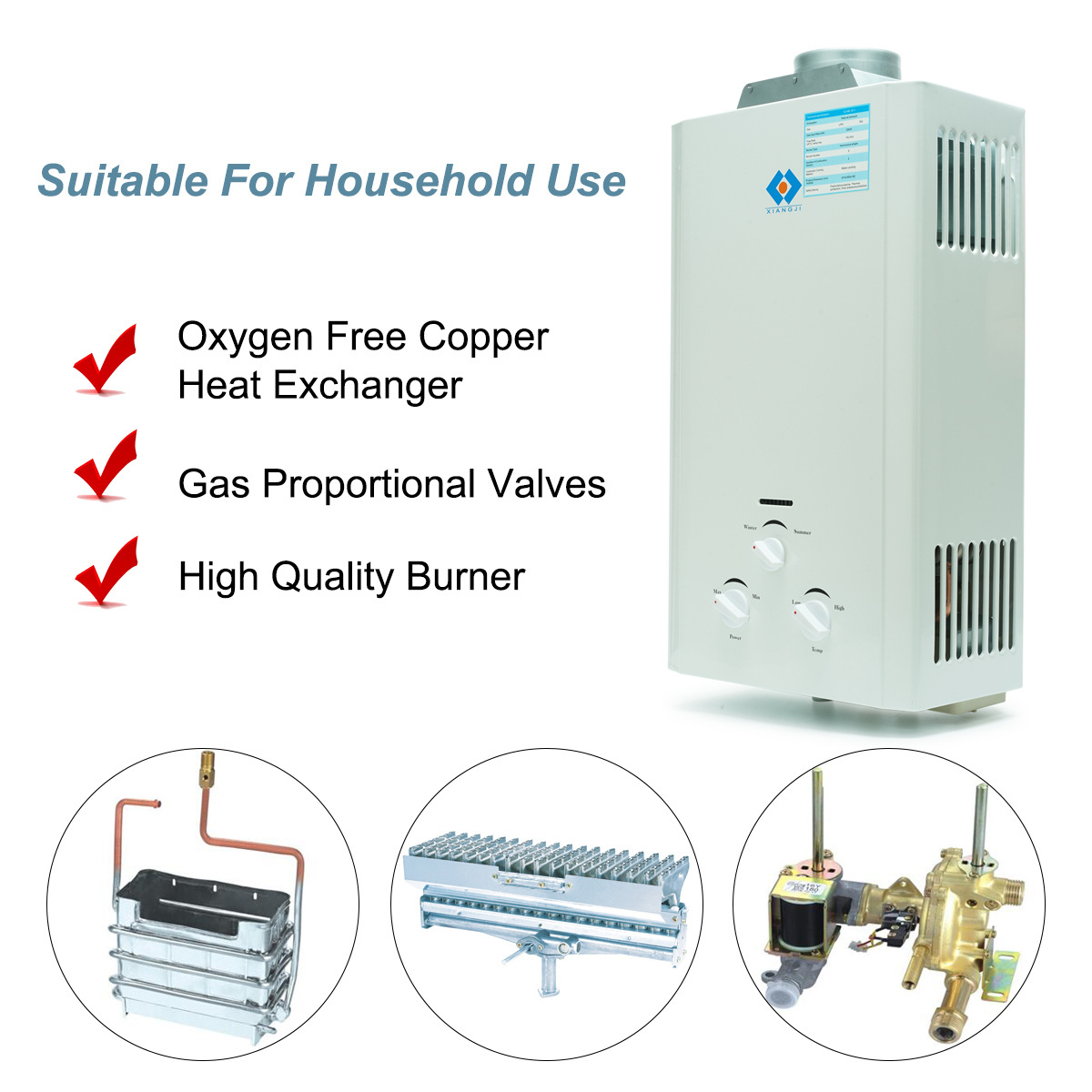 8L/10L/12L/14L/16L LPG Gas Geyser Water Heater Domestic Instant Tankless Gas Water Heater