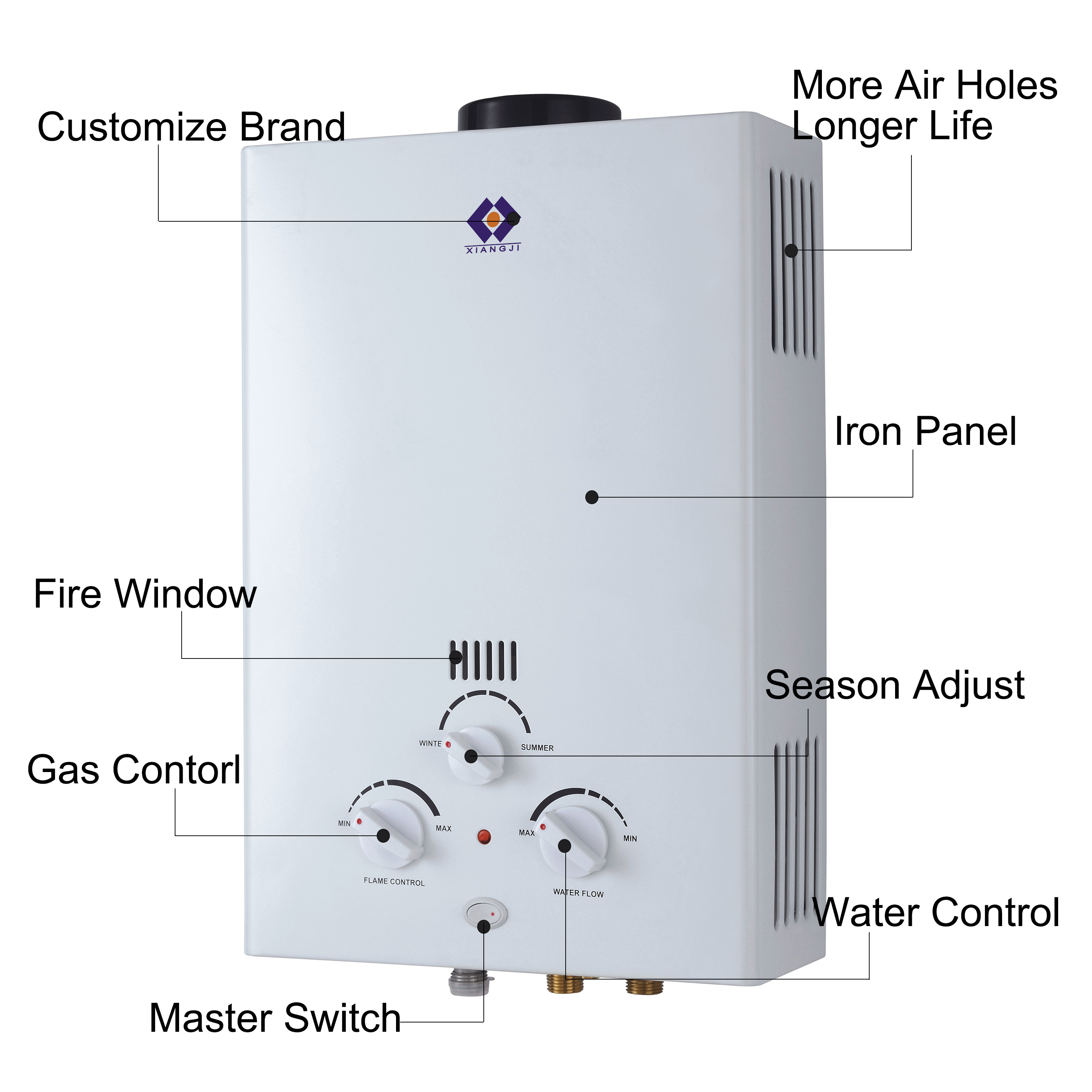 Propane 10/12/14/16L Gas LPG Tankless Instant Hot Water Heater Boiler 32KW Liquefied Gas Water Heaters