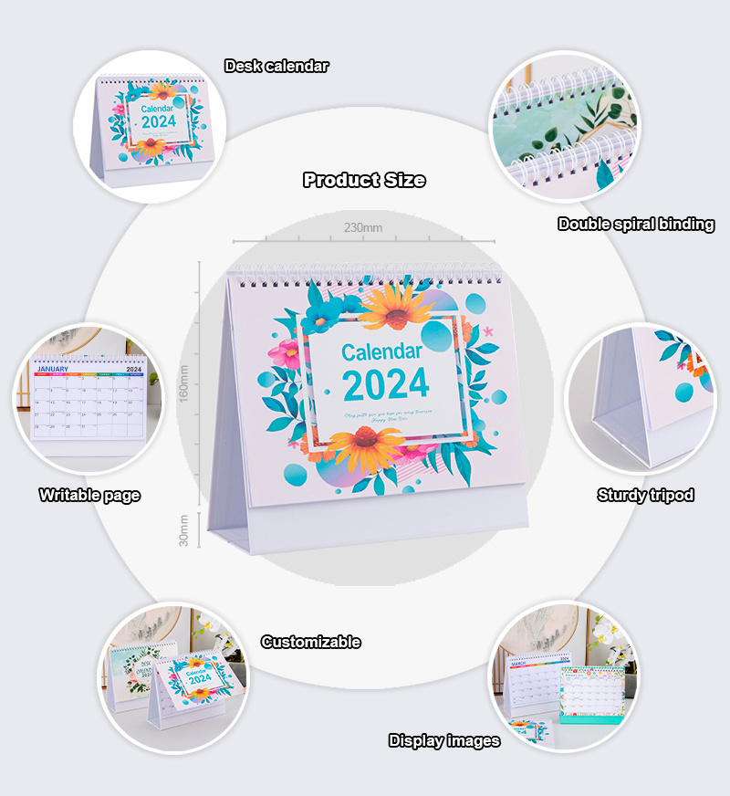 Factory Direct Sale Calender Free design Printing Calendrier Calendarios Custom Desk Calendar 2024