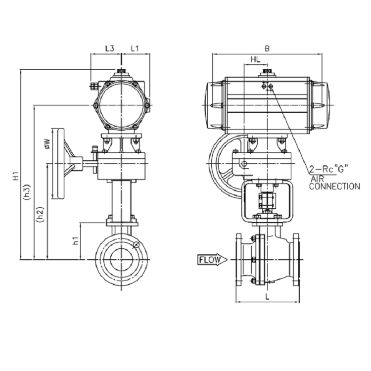 ball valve KOSO pneumatic valves 310K on 6300RC, 6500RA, 7300RB  actuator with Fisher DVC6200 valve positioner