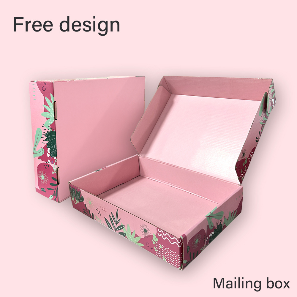 Custom Postman Printed Pink Red Clothing Boxes Corrugated Mail Boxes Shoes Clothing Boxes Packaging with Logo