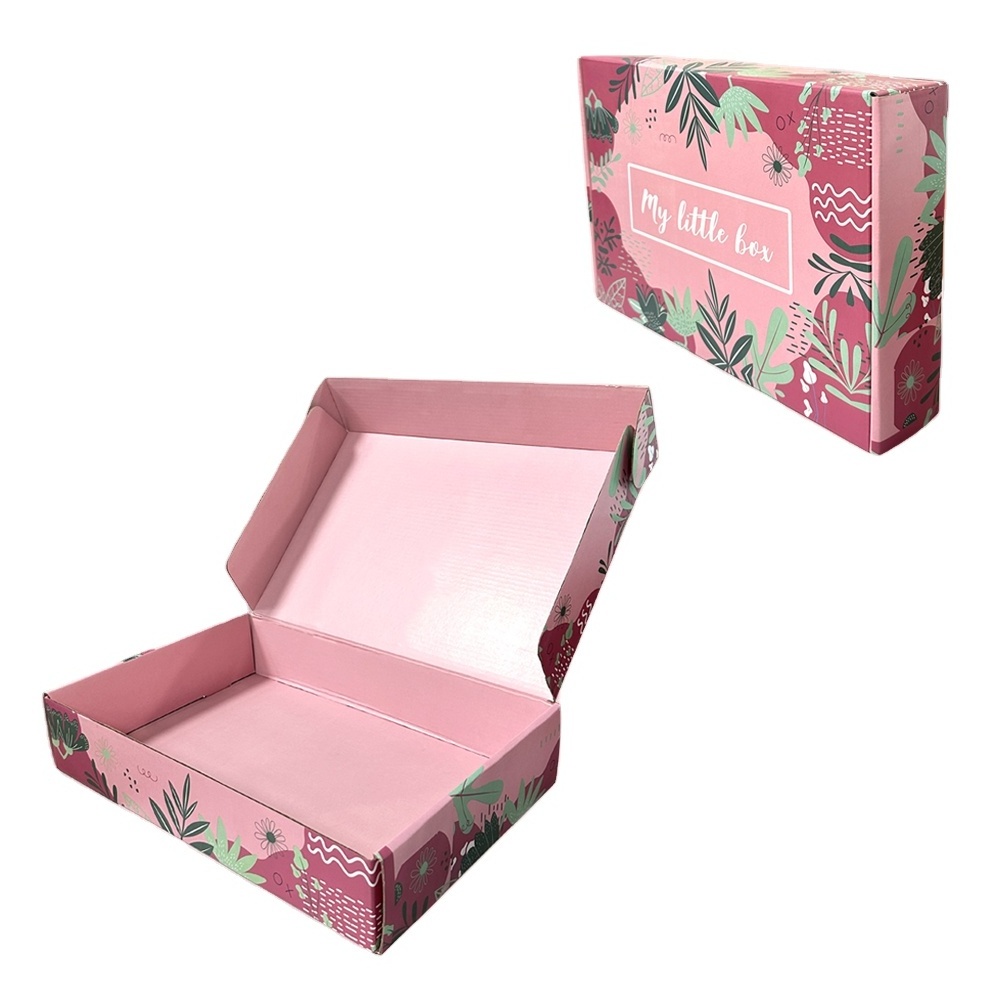 Custom Postman Printed Pink Red Clothing Boxes Corrugated Mail Boxes Shoes Clothing Boxes Packaging with Logo