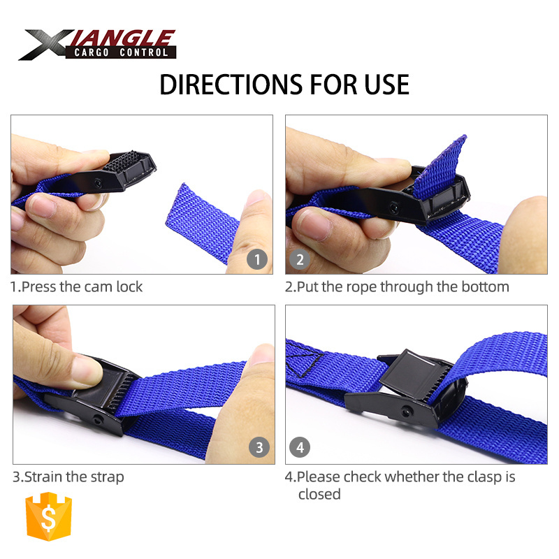 wholesales 1inch 25mm 250kgs cheap cargo load security cam buckle tie down endless pp lashing strap