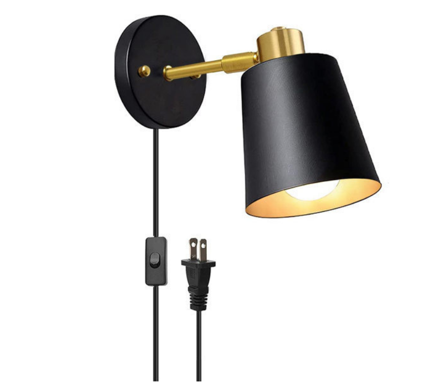 American retro industrial style swing arm wall lamp bedroom bedside study with switch hanging reading light