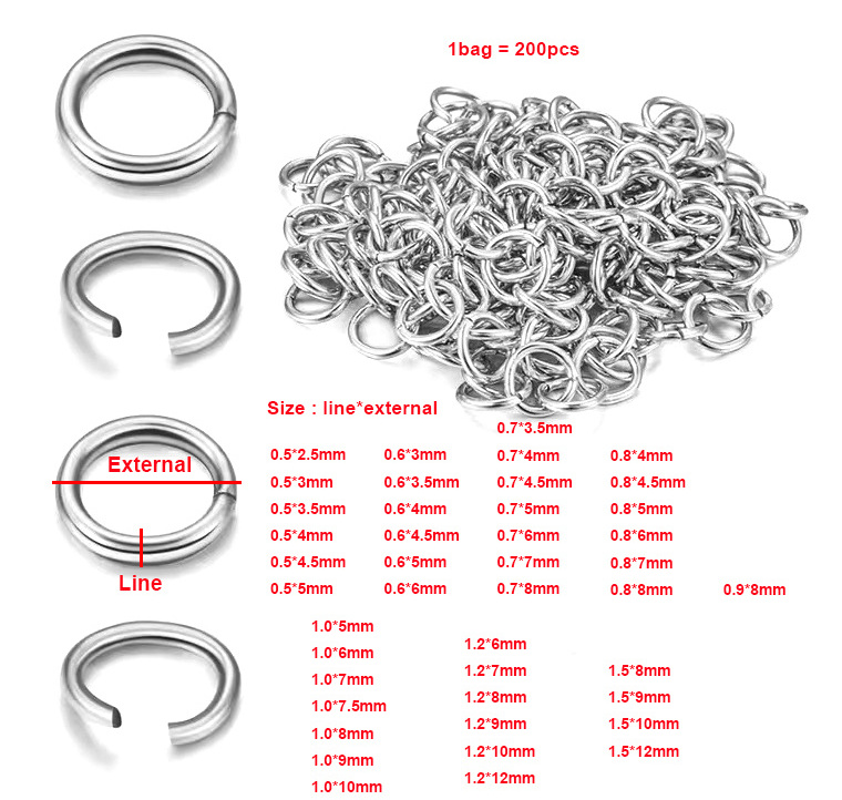 diy jewelry accessories non tarnish jewelry 18k gold plated 100-200pcs/lot stainless steel silver open jump rings split