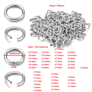 diy jewelry accessories non tarnish jewelry 18k gold plated 100-200pcs/lot stainless steel silver open jump rings split