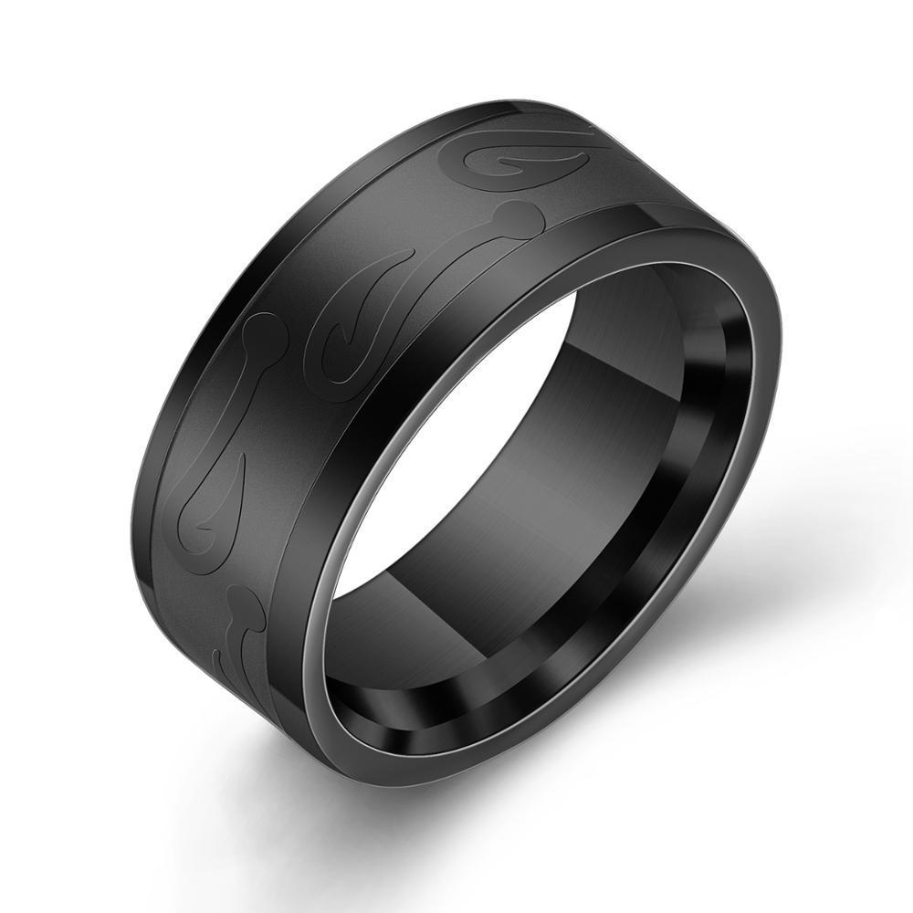 Fish Hook Shape 8mm Men's Tungsten Carbide Ring Gold Silver Black Wedding Band Rings